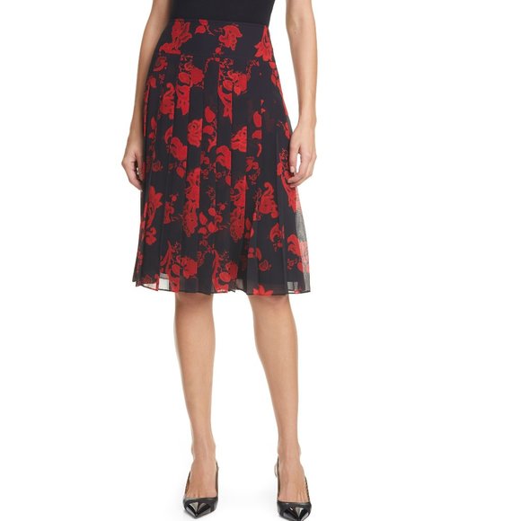 NWT Tory Burch Floral Print Pleated Skirt